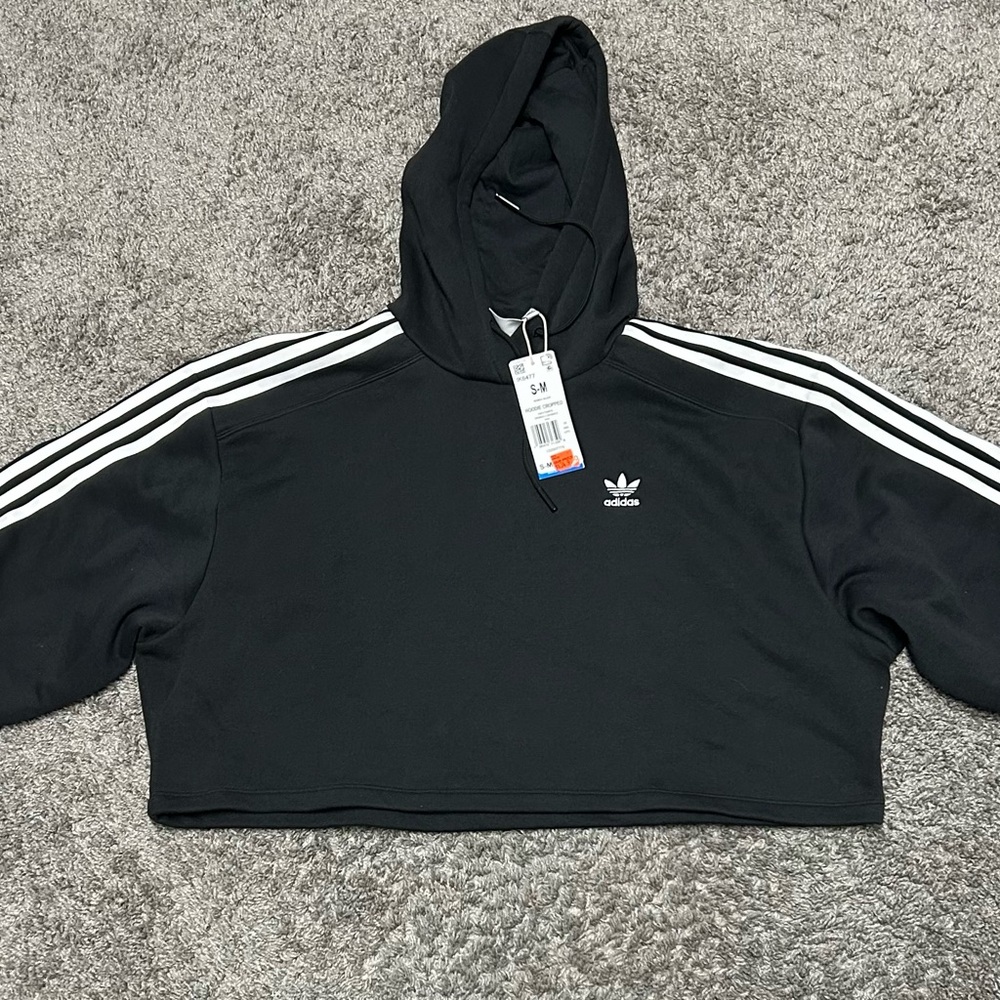Adidas Black Cropped Hoodie